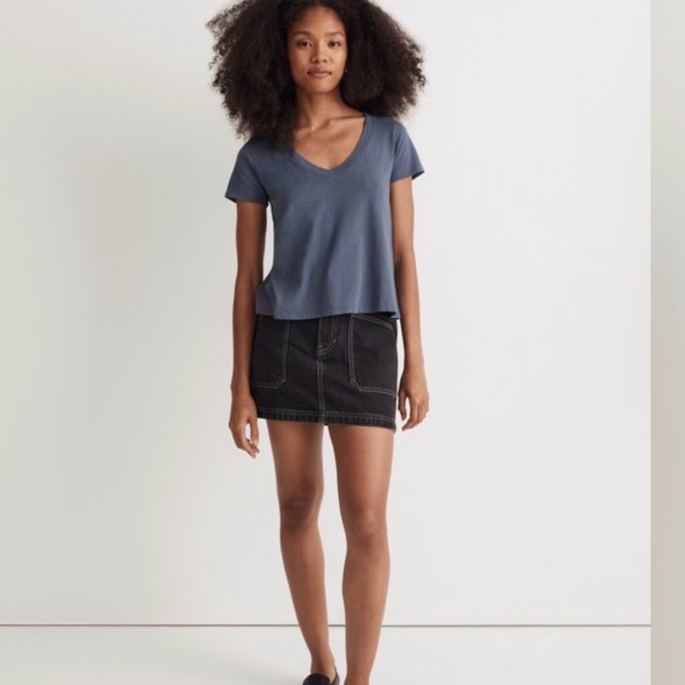Madewell Slate Blue V-Neck Tee